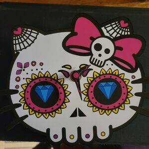 Small Sugar Skull Hello Kitty Wall Clock